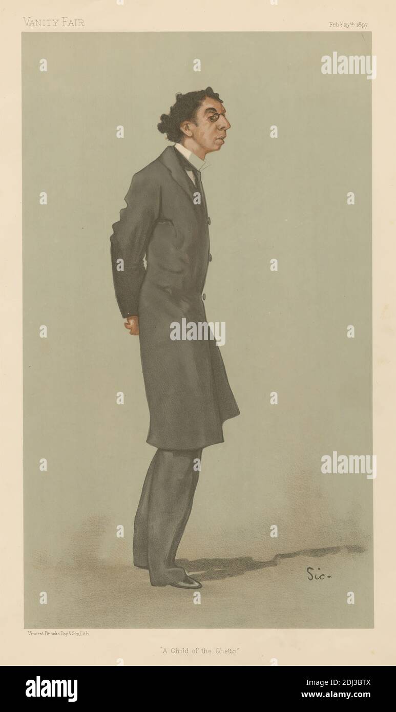 Vanity Fair: Literary; 'A Child of the Ghetto', Mr. Israel Zangwill, February 25, 1897, Walter Richard Sickert, 1860–1942, British, born in Germany, 1897, Chromolithograph Stock Photo