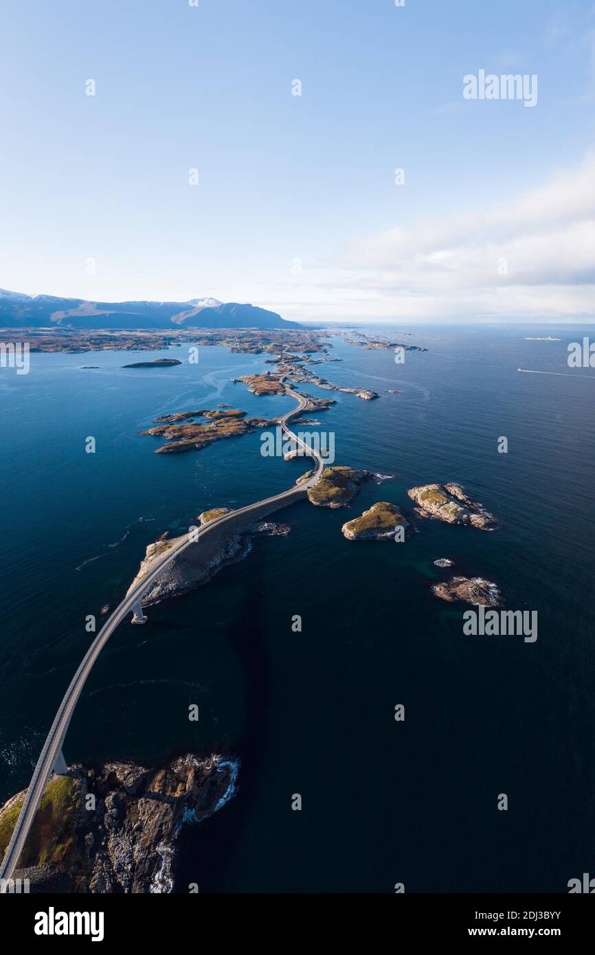 Vevang UAV recording, Atlantic Ocean Road, Vevang, Norway Stock Photo - Alamy