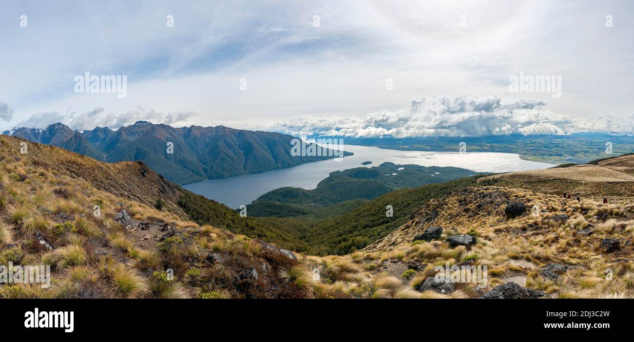 View of the South Fiord of Lake Te Anau, Murchison Mountains, Kepler Track, Great Walk, Fiordland National Park, Southland, New Zealand Stock Photo