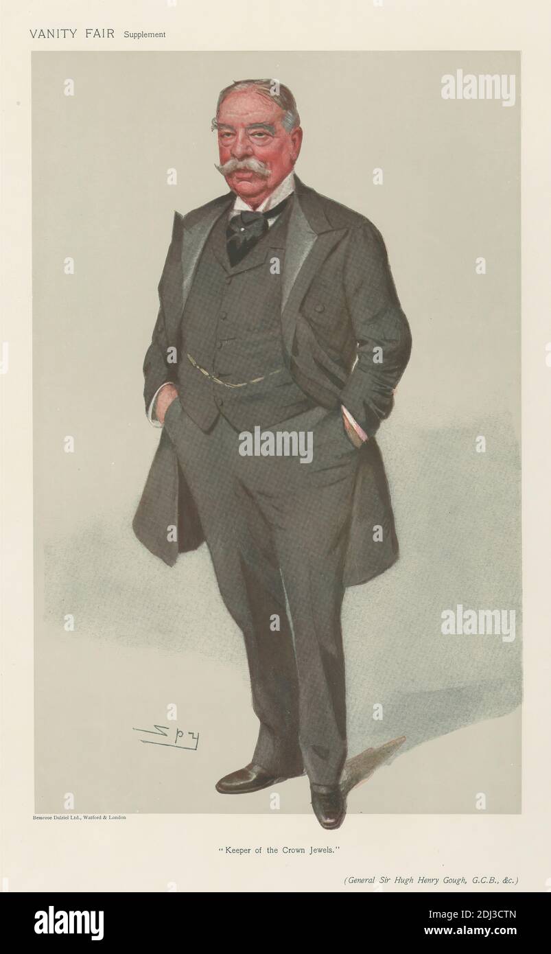 Vanity Fair: Military and Navy; 'Keeper of the Crown Jewels', General Sir Hugh Henry Gough, February 15, 1906, Leslie Matthew 'Spy' Ward, 1851–1922, British, 1906, Chromolithograph Stock Photo