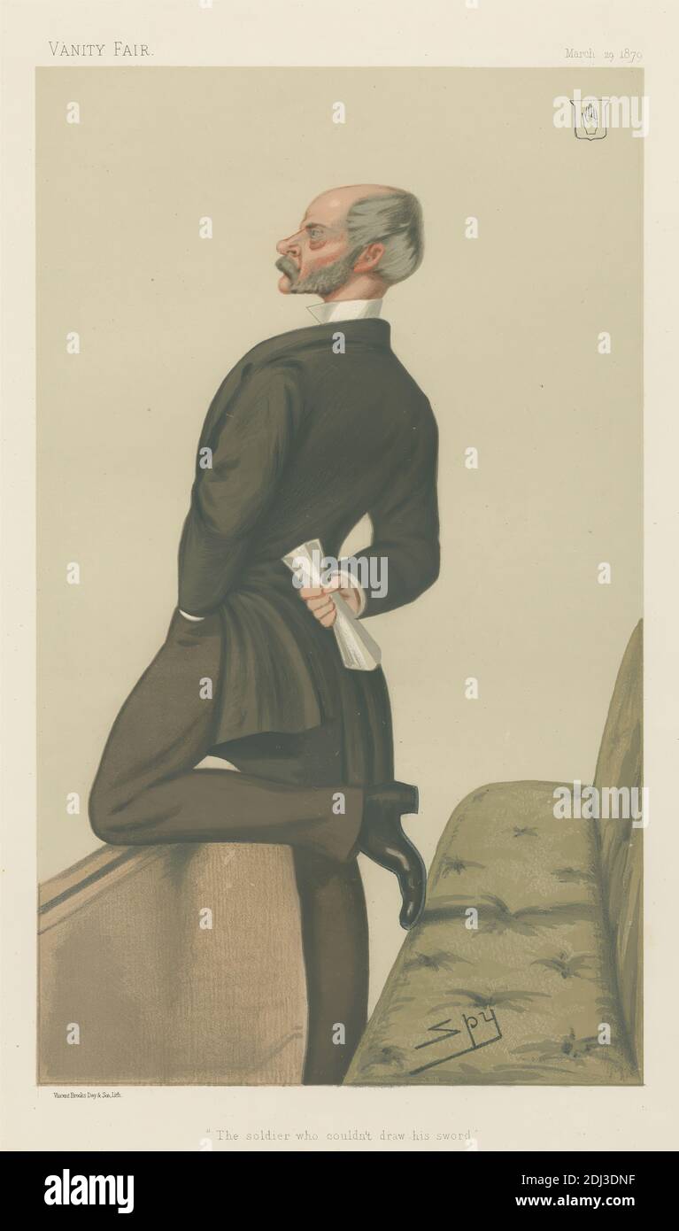 Vanity Fair: Military and Navy; 'The Soldier who Couldn't draw his Sword', Major General Sir Henry Marshman Havelock, March 29, 1879, Leslie Matthew 'Spy' Ward, 1851–1922, British, 1879, Chromolithograph Stock Photo