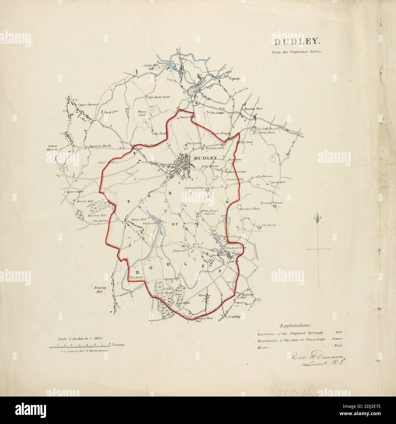 Map of Dudley in Worcestershire, R. Martin, active 18231840, after