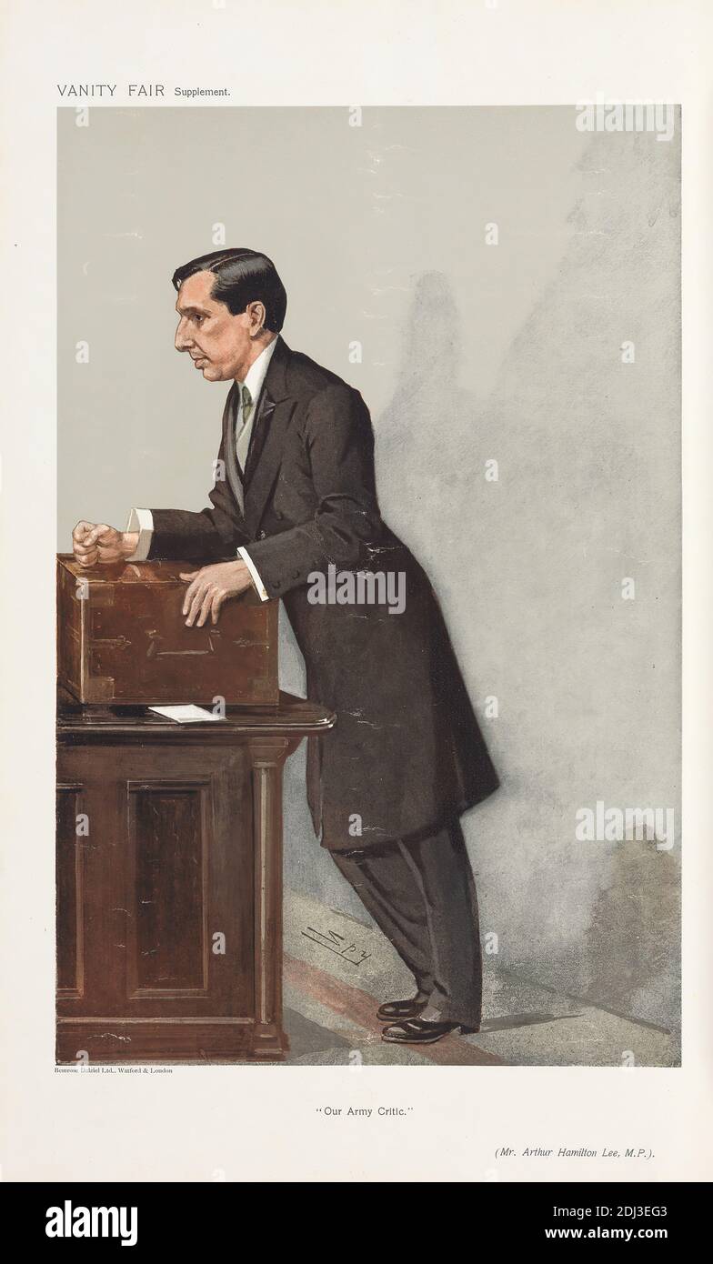 Politicians - Vanity Fair. 'Our Army Critic.' Mr. Arthur Hamilton Lee. 23 January 1907, Leslie Matthew 'Spy' Ward, 1851–1922, British, 1907, Chromolithograph Stock Photo