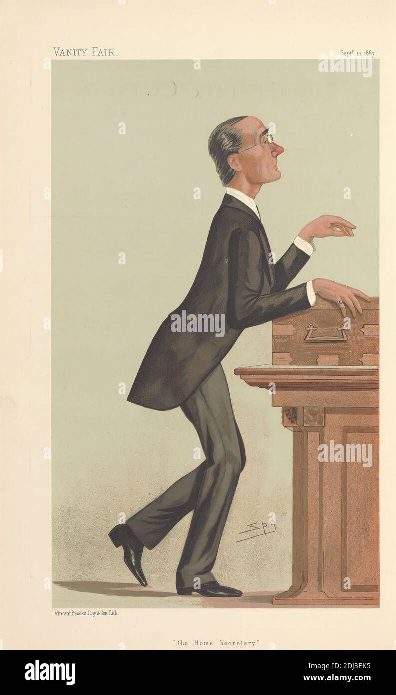 Politicians - Vanity Fair. 'the Home Secretary'. The Rt. Hon. Henry Matthews. 10 September 1887, Leslie Matthew 'Spy' Ward, 1851–1922, British, 1887, Chromolithograph Stock Photo