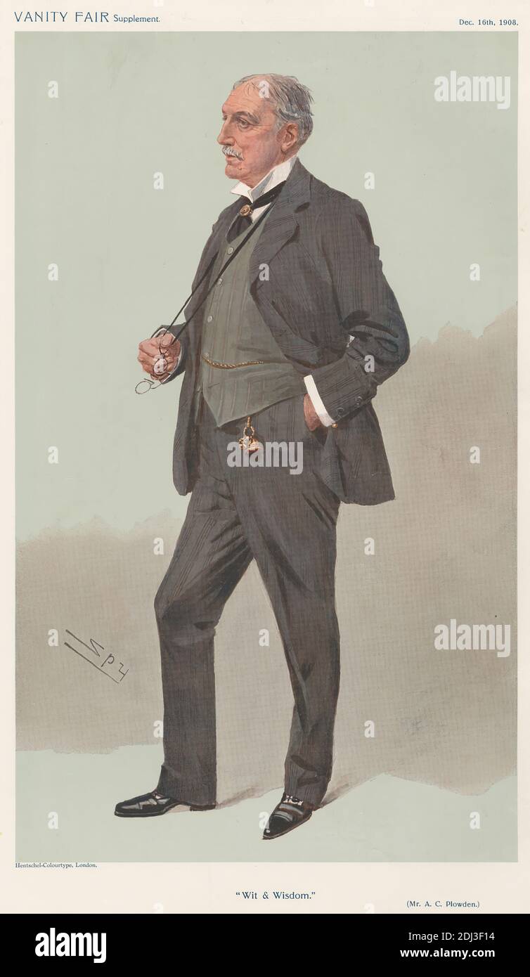 Politicians - Vanity Fair. 'Wit and Wisdom'. Mr. A.C. Plowden. 16 December 1908, Leslie Matthew 'Spy' Ward, 1851–1922, British, 1908, Chromolithograph Stock Photo