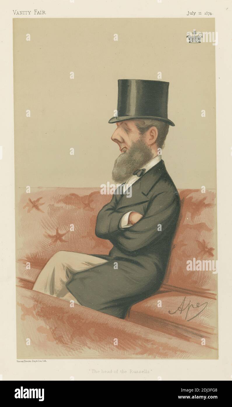 Vanity Fair: Royalty; 'The Head of the Russells', The Duke of Bedford, July 11, 1874, Carlo Pellegrini, 1839–1889, Italian, 1874, Chromolithograph Stock Photo
