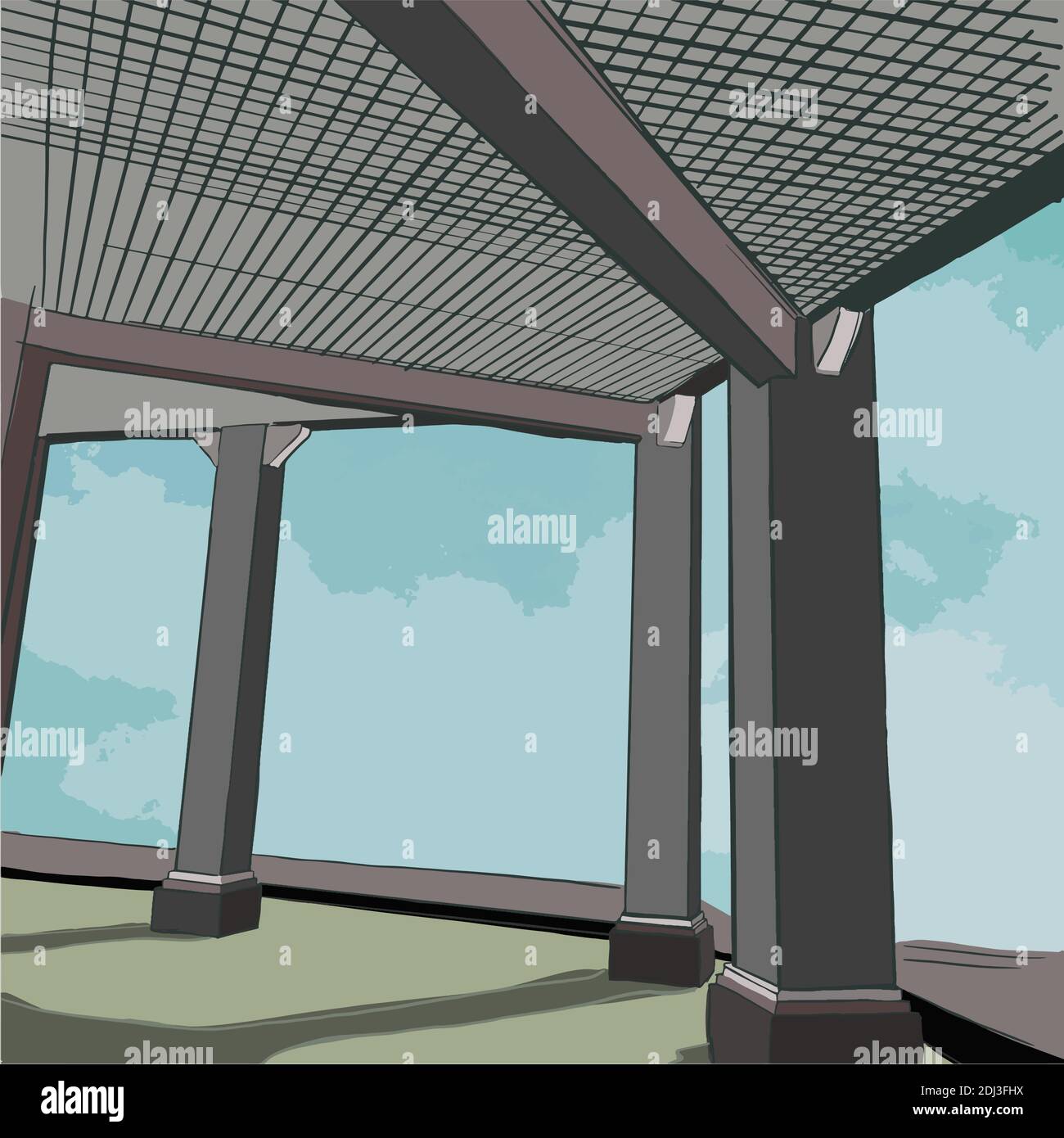 Outdoor architecture of gazebo with columns Stock Vector