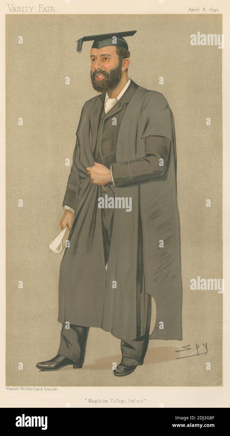 Vanity Fair: Teachers and Headmasters; 'Magdelen College', Mr. Thomas Herbert Warren, April 8, 1893, Leslie Matthew 'Spy' Ward, 1851–1922, British, 1893, Chromolithograph Stock Photo