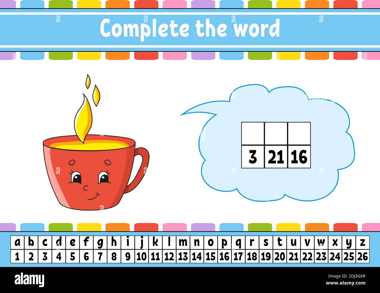 complete the words cipher code learning vocabulary and numbers education worksheet activity page for study english isolated vector illustration stock vector image art alamy