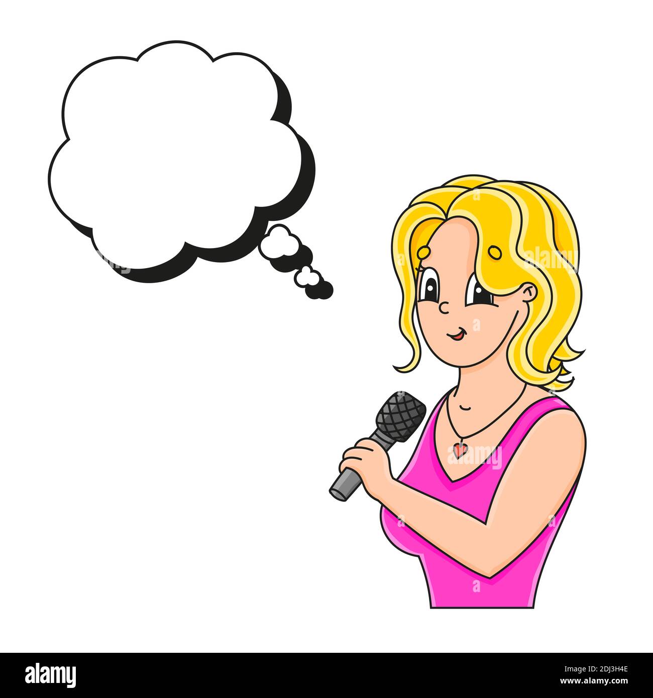 Speech bubble of different shape. With a cute cartoon character. Hand