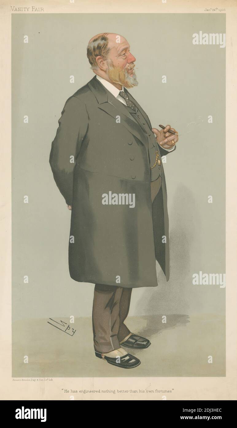 Vanity Fair: Businessmen and Empire Builders; 'He has Engineered nothing Better than his Own Fortune', Sir John Wolfe-Barry, January 26, 1905 (B197914.109), Leslie Matthew 'Spy' Ward, 1851–1922, British, 1905, Chromolithograph Stock Photo