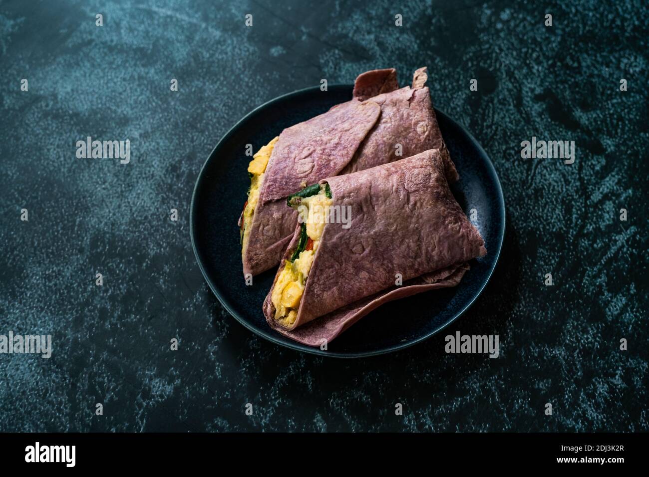 Purple Beetroot Tortilla Flatbread Vegan Wrap with Chickpea Hummus and