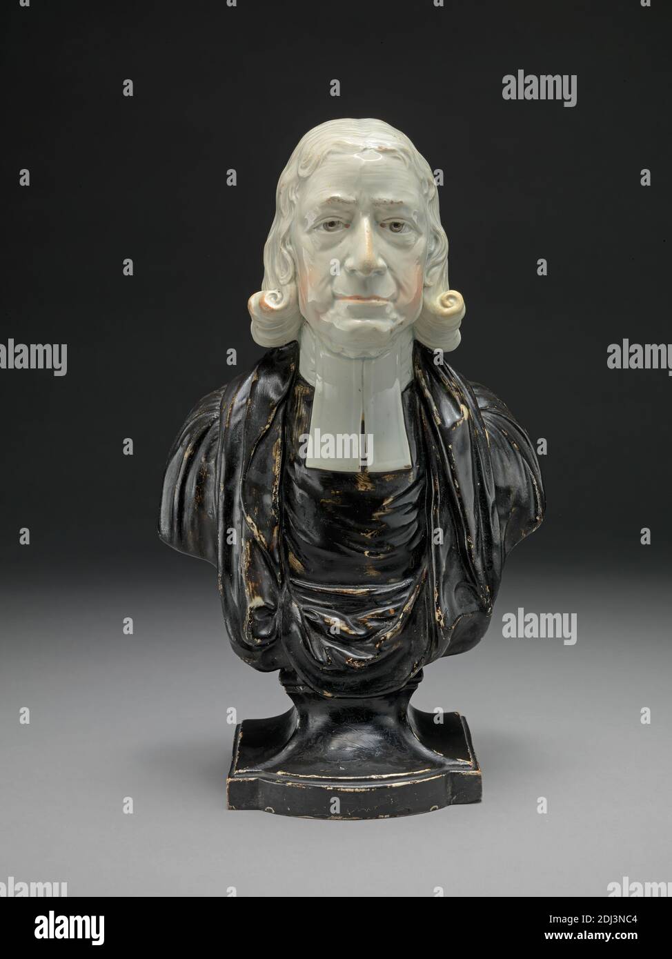 Bust of the Reverend John Wesley: in clerical collar and black robes, Staffordshire pottery, ca. 1791, Staffordshire (Enoch Wood) pearlware bust, Sheet: 12 1/2in. (31.8cm), portrait, reverend Stock Photo