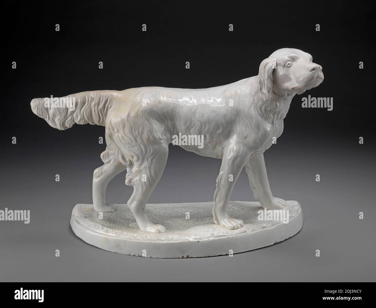A Setter: Standing, unknown artist, after a model by Ralph Wood, ca. 1775, Pearlware figure, Sheet: 11 1/4in. (28.6cm), animal art, dog (animal Stock Photo