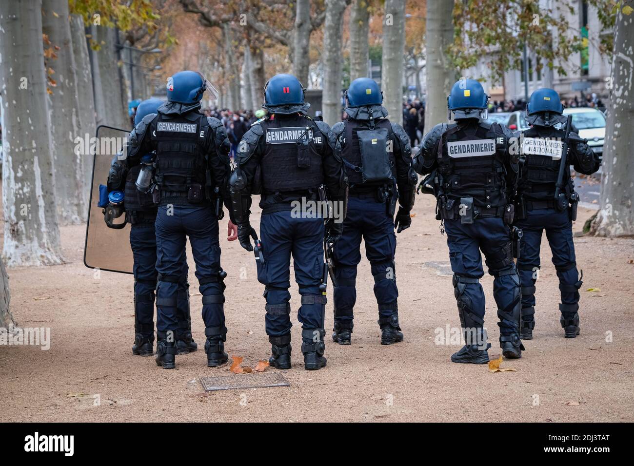 Lyon (France), 12 December 2020. 2000 demonstrators according to the Rhône prefecture for this new pride march in Lyon. Law enforcement in action. Stock Photo