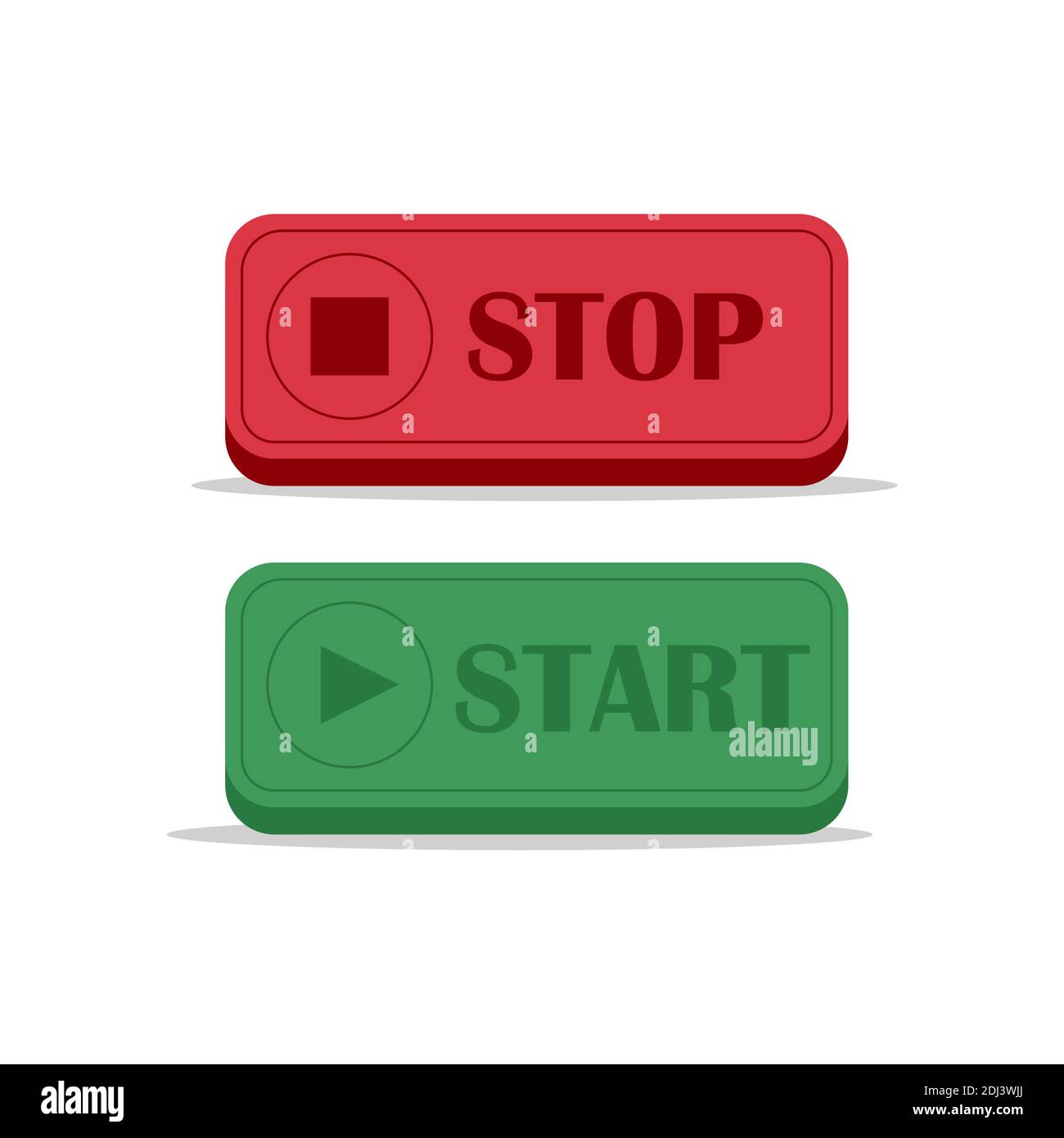 Red and green start and stop button icon isolated on white 