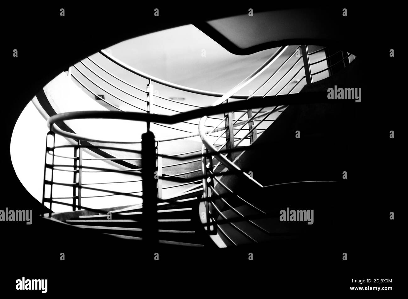 View of the Interior of metal stairs and fence Stock Photo