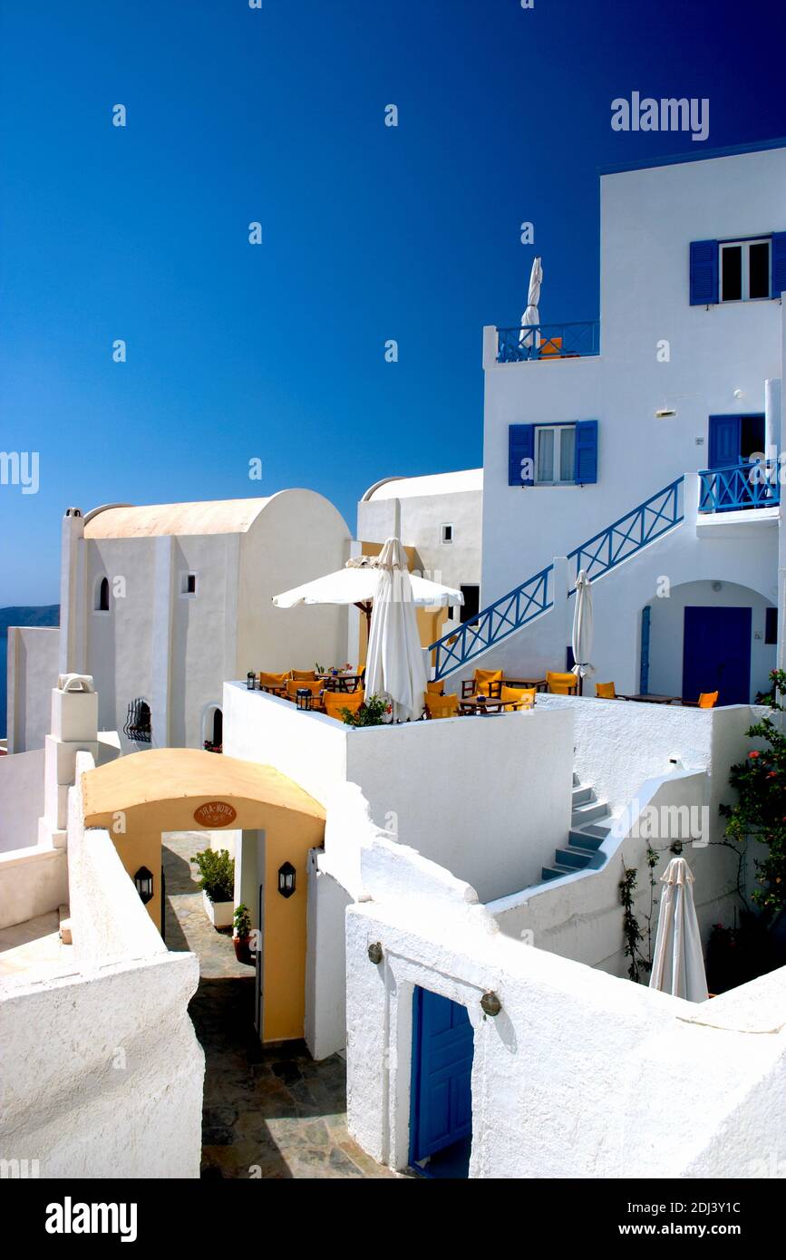 Hotels Apartments Santorini Oul  Greek Island Cyclades Greece Europe. Stock Photo