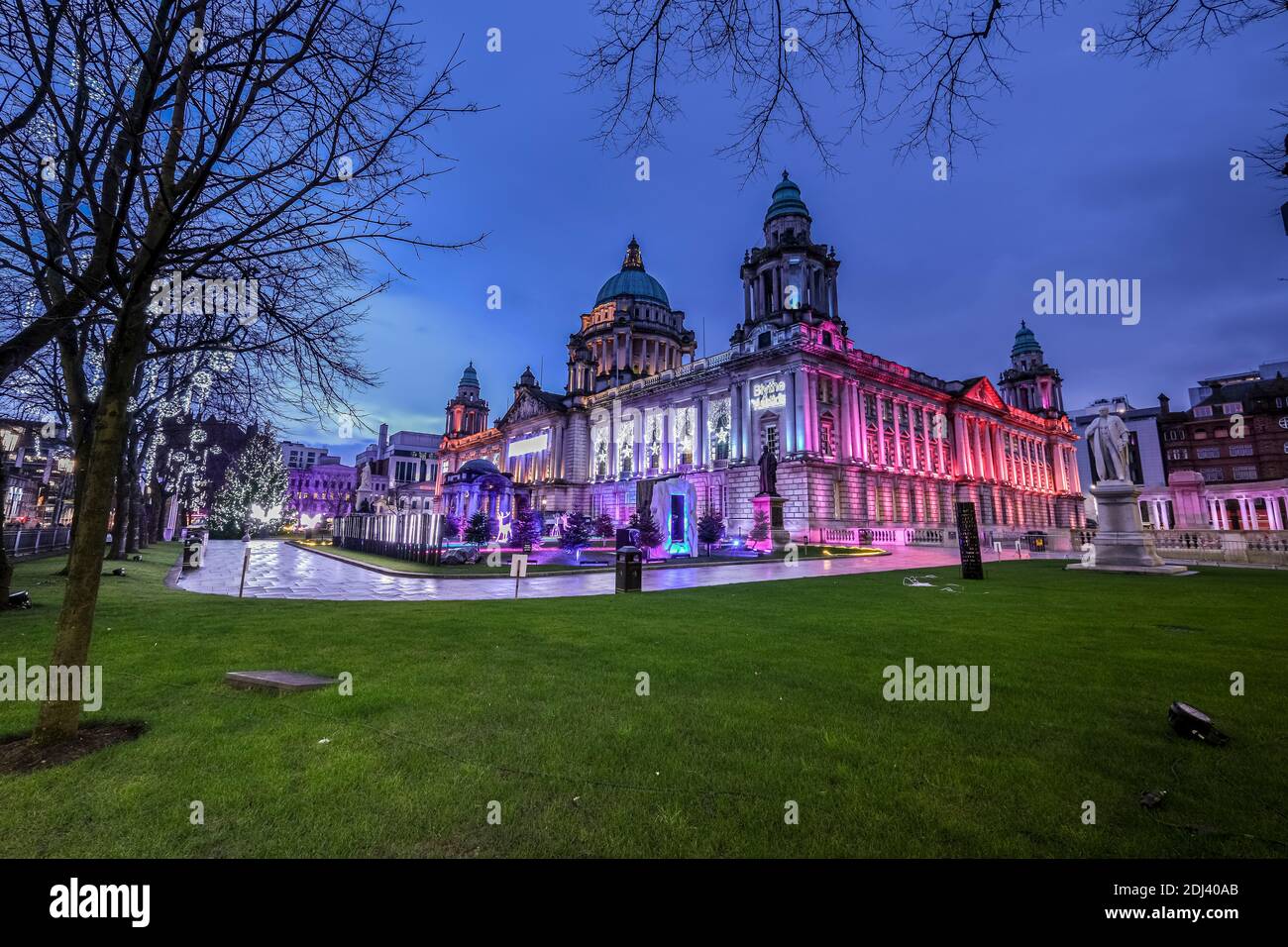 Belfast City Hall at Christmas Stock Photo