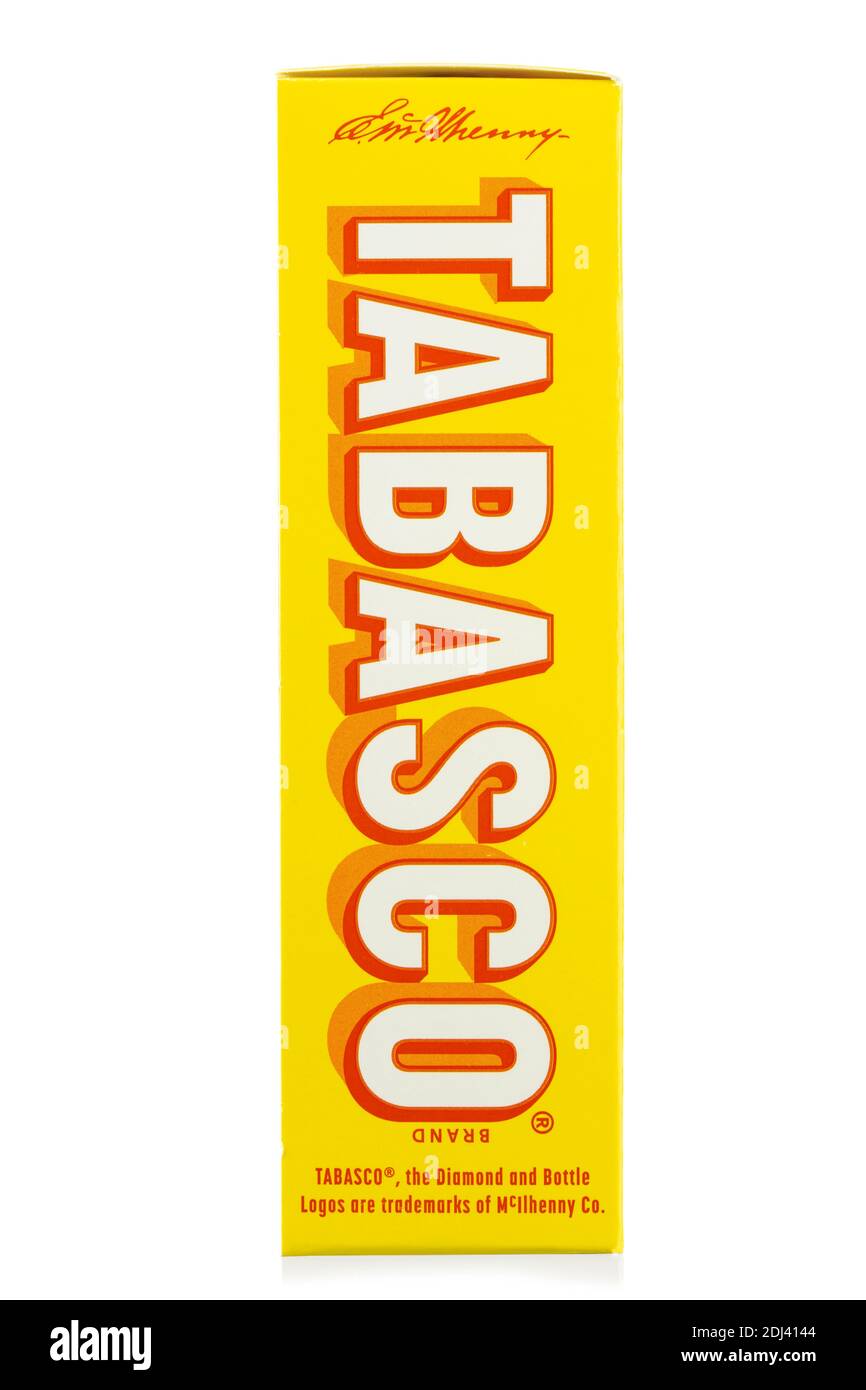 Ukraine, Kyiv December 01. 2020 Tabasco sauce in carton box. Tabasco