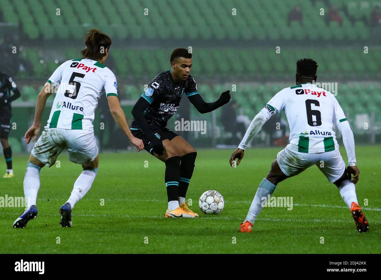 Groningen Netherlands December 12 L R Cyril Ngonge Of Rkc Waalwijk Gabriel Gudmundsson Of Fc Groningen During The Dutch Eredivisie Match Between Stock Photo Alamy