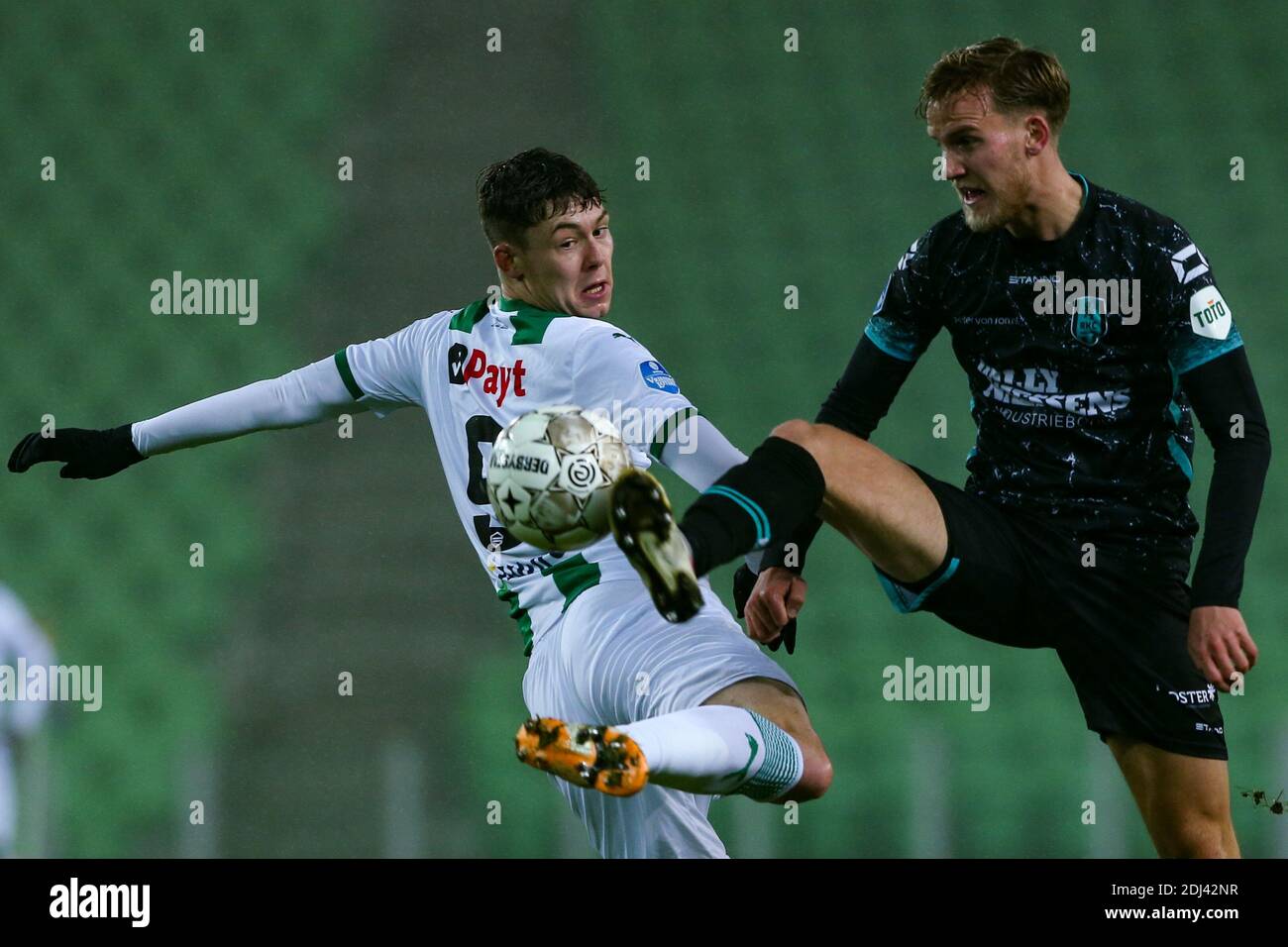 Groningen Netherlands December 12 L R Jorgen Strand Larsen Of Fc Groningen Melle Meulensteen Of Rkc Waalwijk During The Dutch Eredivisie Match B Stock Photo Alamy