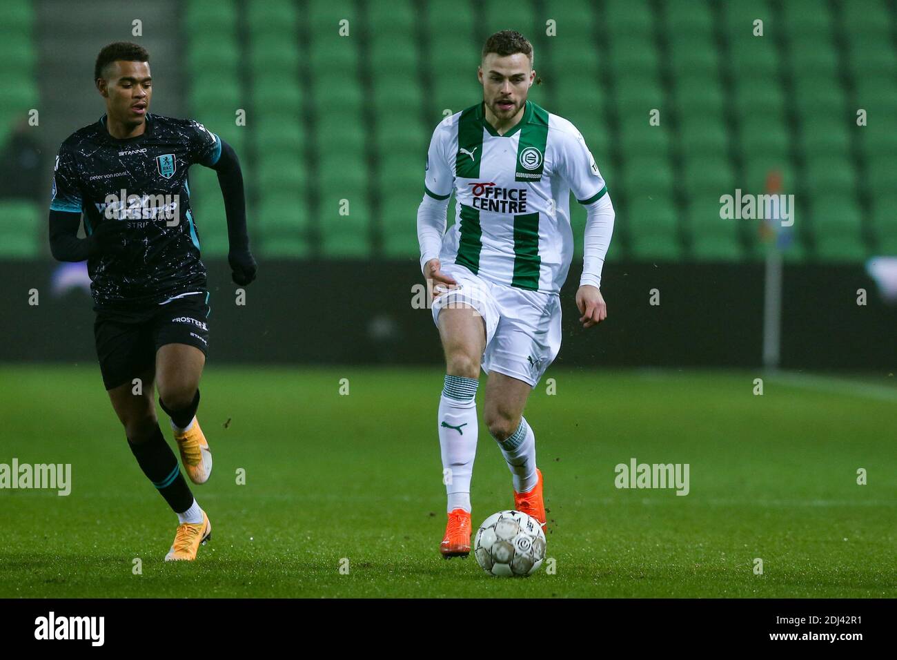 Groningen Netherlands December 12 L R Cyril Ngonge Of Rkc Waalwijk Gabriel Gudmundsson Of Fc Groningen During The Dutch Eredivisie Match Between Stock Photo Alamy