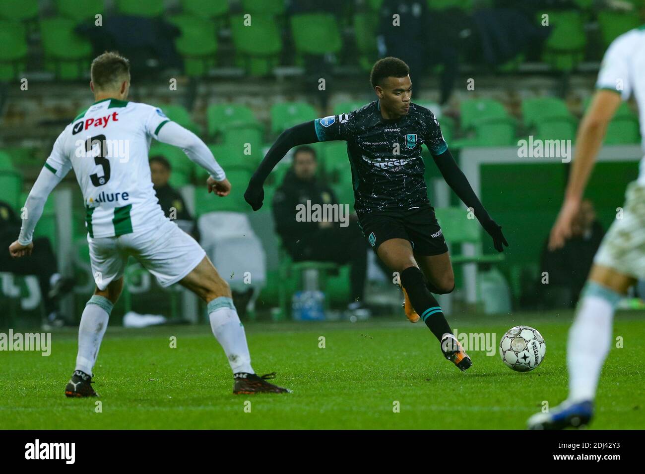Groningen Netherlands December 12 L R Cyril Ngonge Of Rkc Waalwijk Gabriel Gudmundsson Of Fc Groningen During The Dutch Eredivisie Match Between Stock Photo Alamy