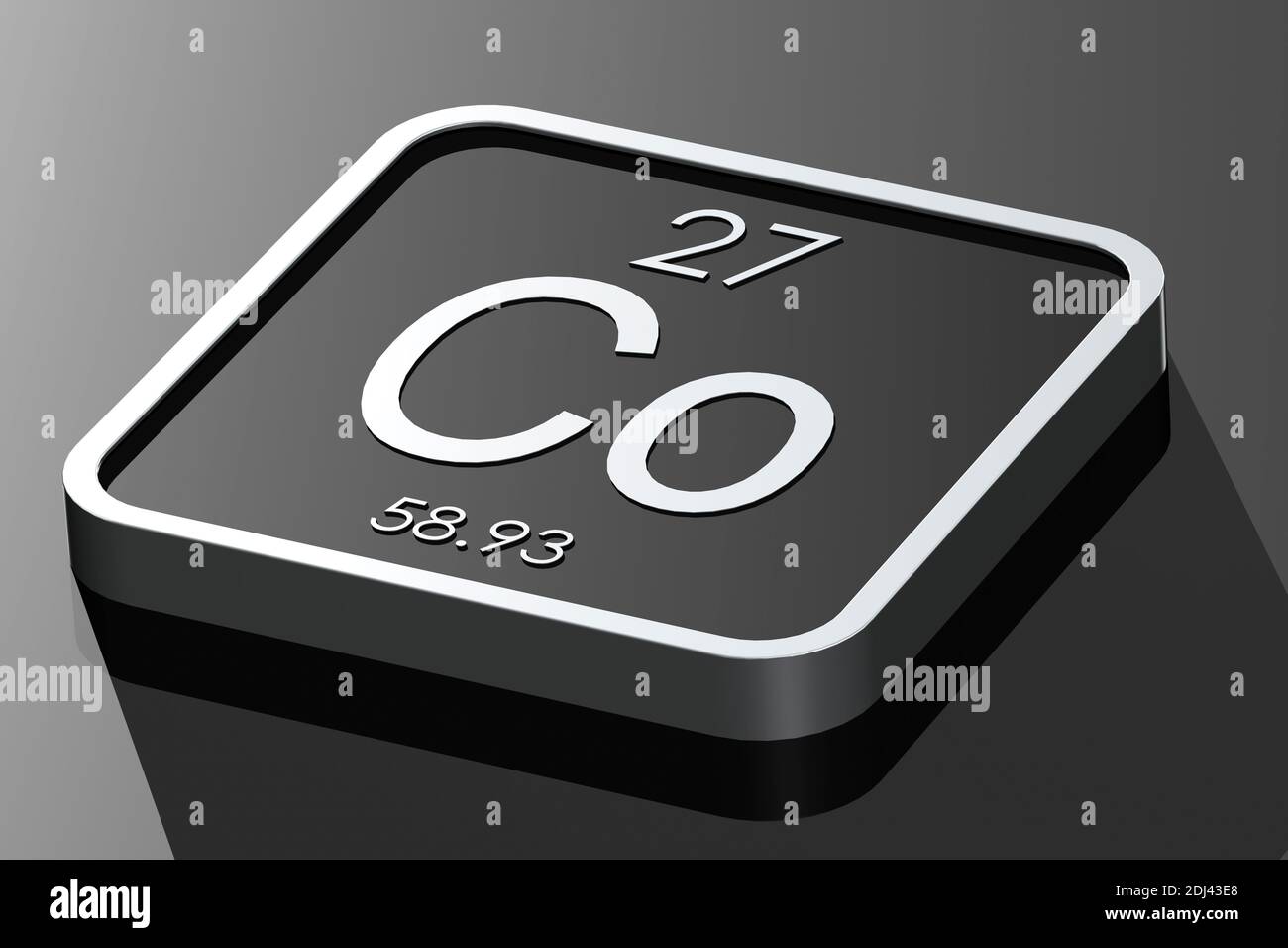 Cobalt element from periodic table on black square block, 3d rendering Stock Photo