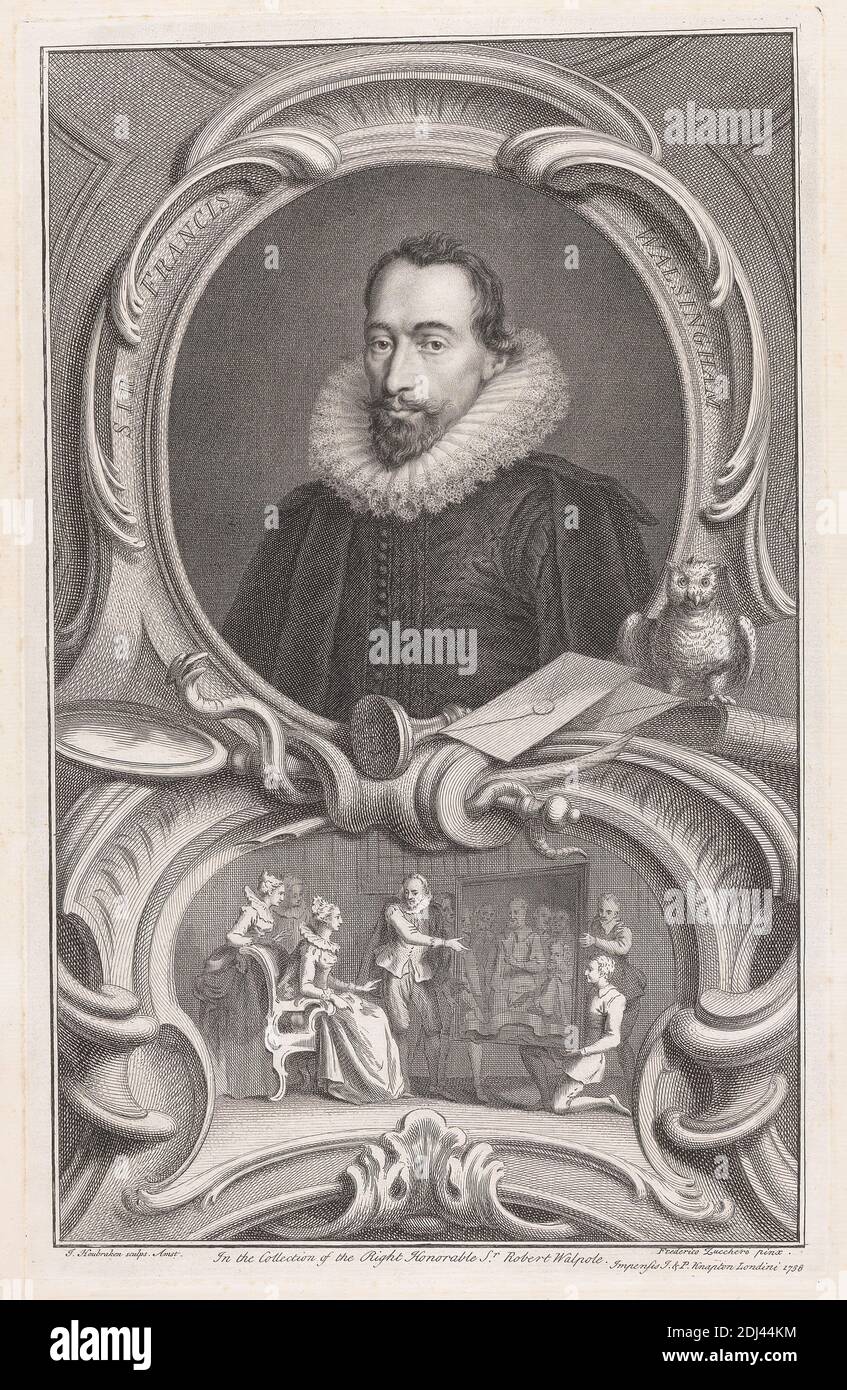 Sir Francis Walsingham, Jacobus Houbraken, 1698–1780, Dutch, after Frederico Zuccheri, 1540/43–1609, Italian, 1738, Engraving, Sheet: 15 x 9 5/8in. (38.1 x 24.4cm Stock Photo