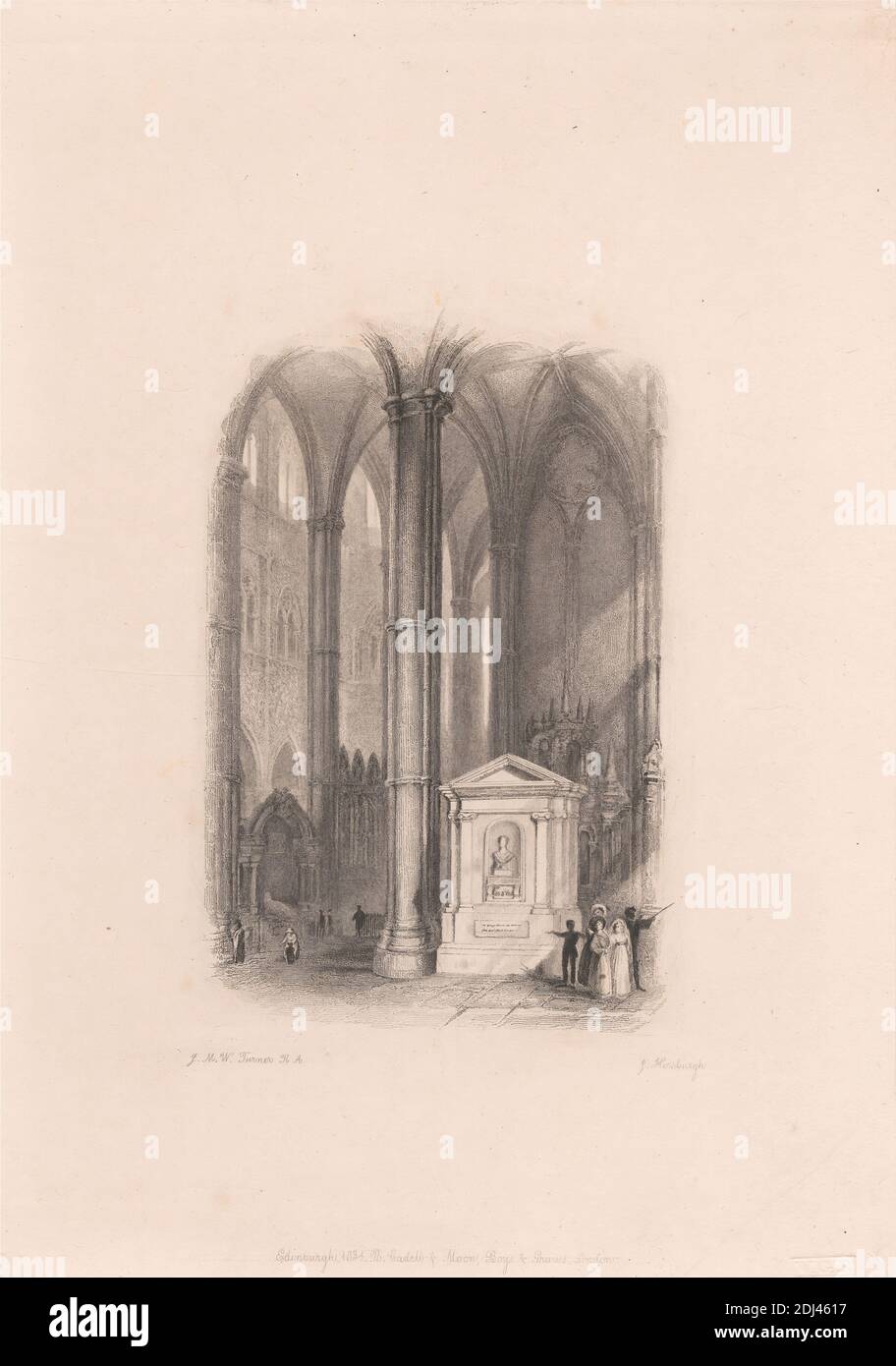 Dryden's Monument, John Horsburgh, 1791–1869, British, after Joseph Mallord William Turner, 1775–1851, British, 1834, Line engraving Stock Photo