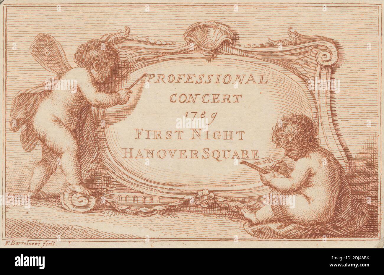 Concert Ticket Professional Concert 17 First Night Hanover Square Francesco Bartolozzi Ra 1728 1815 Italian Active In Britain 1764 99 After Unknown Artist 17 Etching Stipple And Line Engraving On Thick Slightly Textured Cream