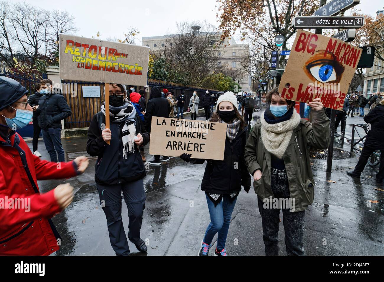 Paris, France. 12th Dec, 2020. March of freedoms against the Global Security and the Liberticide Laws on December 12, 2020 in Paris, France. Stock Photo