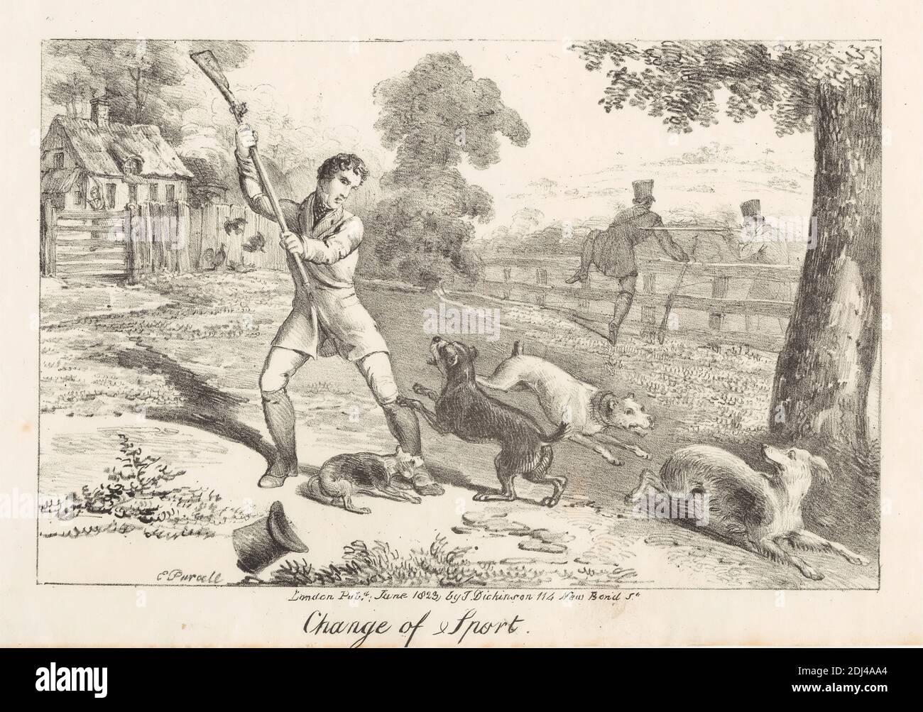 set of 16: 15.Change of Sport, Richard Purcell, active 1746–1766, Irish, 1823, Lithograph, Sheet: 5 3/8 x 8 1/4in. (13.7 x 21cm Stock Photo