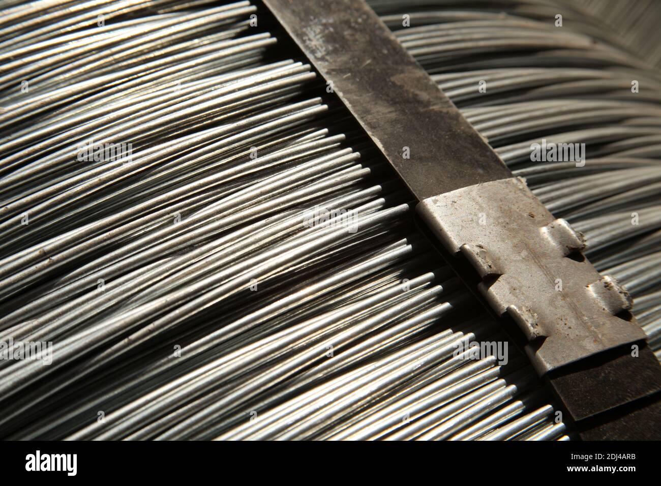 Newly manufactured steel wires. Industrial background Stock Photo Alamy