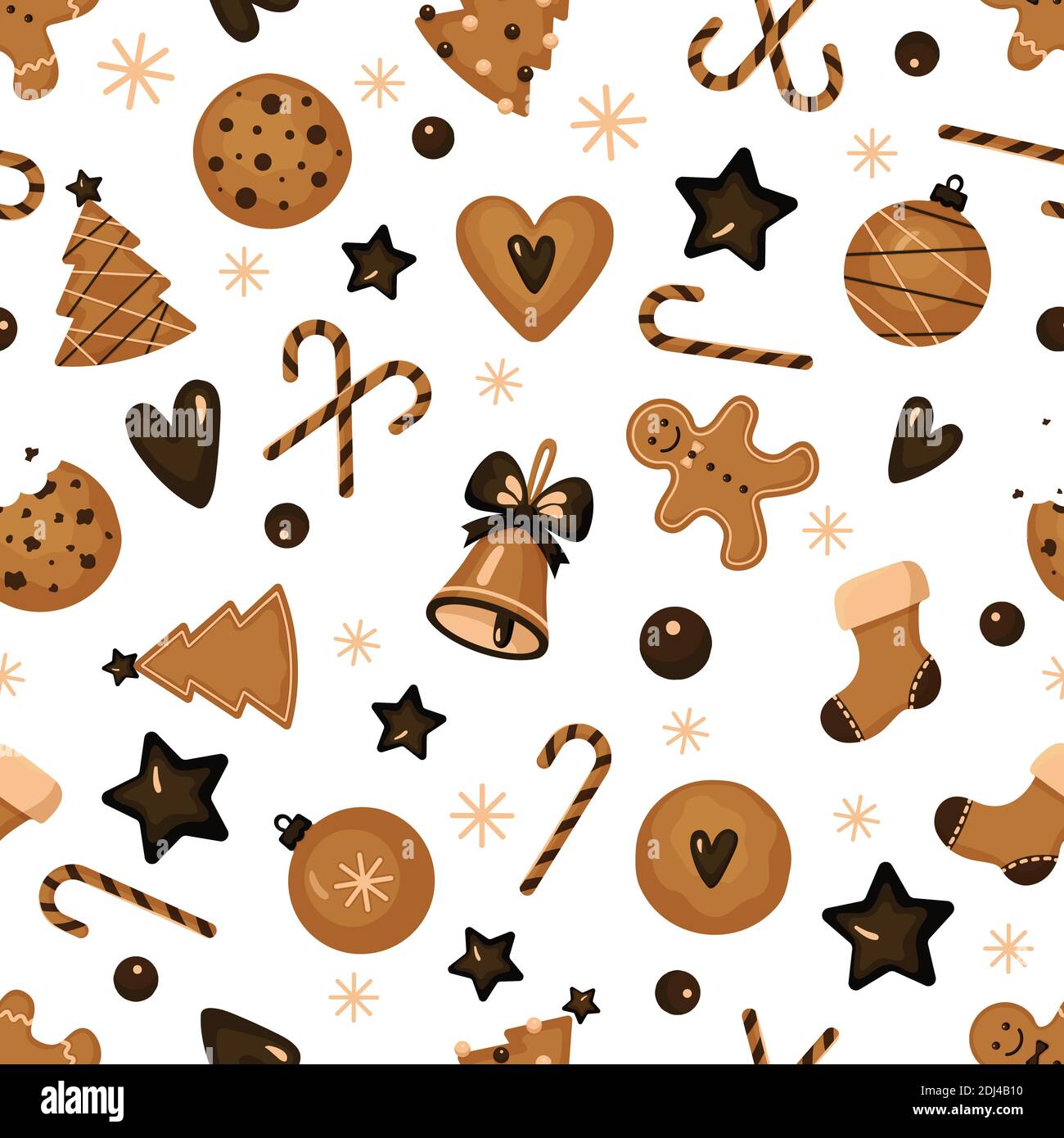 A Christmas seamless pattern with gingerbread cookies Stock Vector