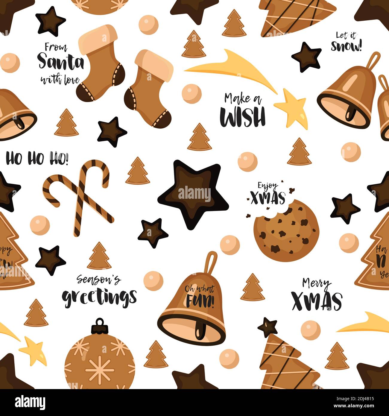 A Christmas seamless pattern with gingerbread cookies Stock Vector