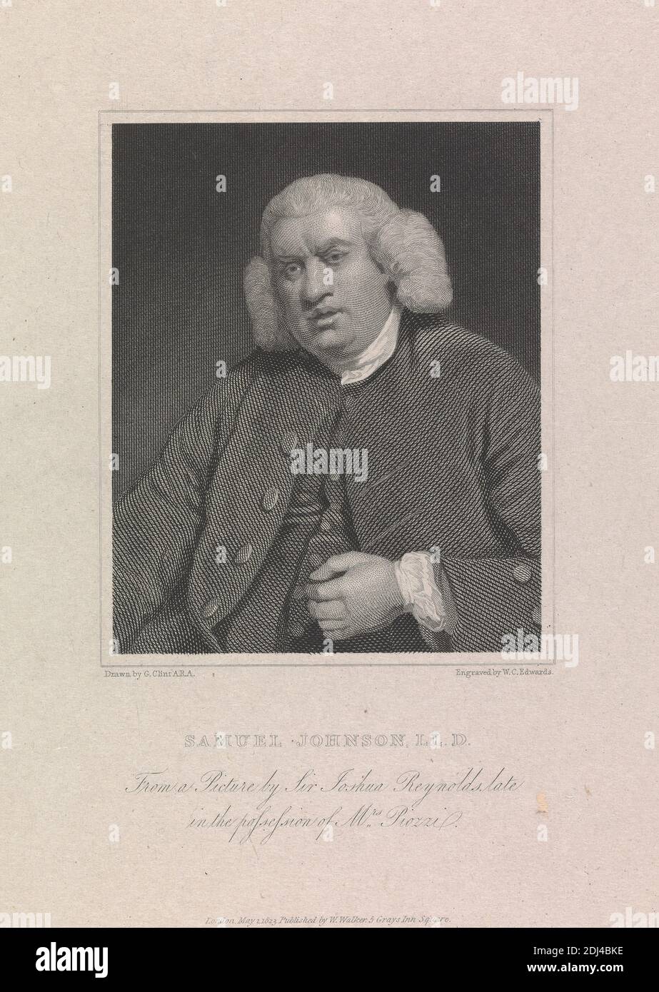 Samuel Johnson, William Camden Edwards, 1777–1855, British, after George Clint, 1770–1854, British, Published 1823, Engraving, Sheet: 6 3/4 x 5in. (17.1 x 12.7cm Stock Photo