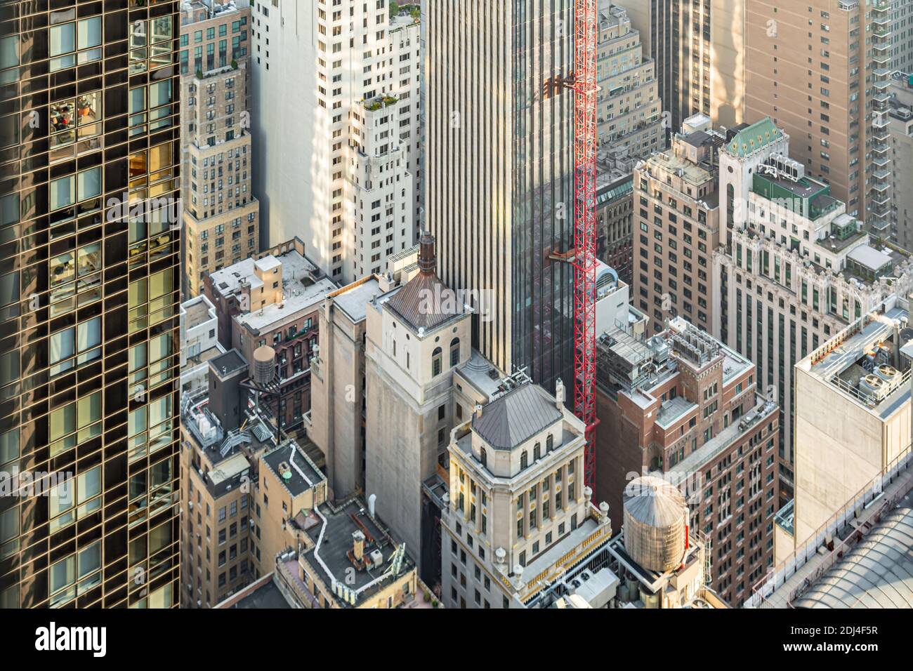 view looking down into midtown Manhattan and 111 57th Street, Manhattan Stock Photo