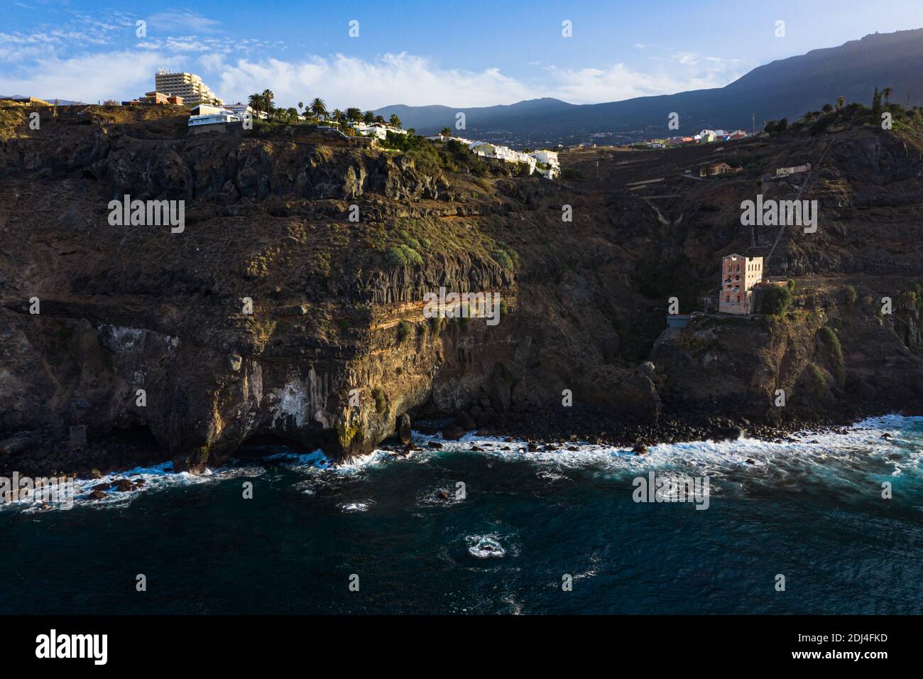 Aerial view of the abandoned Casa Hamilton in Los Realejos by the sea Stock Photo