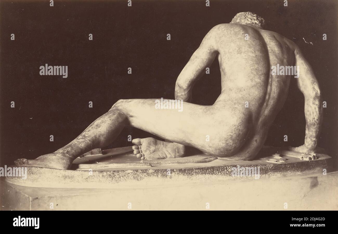 The Dying Gladiator, Back View, Capitol, Robert MacPherson, 1811–1872, British, ca. 1860, Albumen print on medium, smooth, cream wove paper mounted to board, Sheet: 9 × 14 1/2 inches (22.9 × 36.8 cm), back, body, gladiator, man Stock Photo