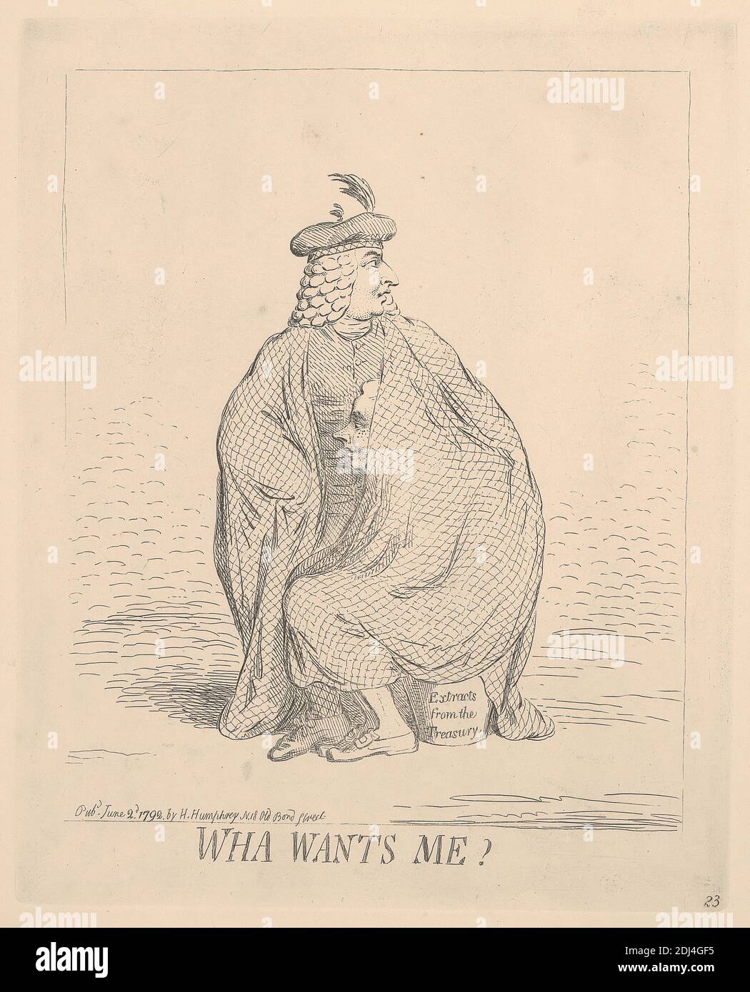 Wha Wants Me?, James Gillray, 1757–1815, British, 1792, Engraving, Sheet: 25 3/8 x 19in. (64.5 x 48.3cm Stock Photo