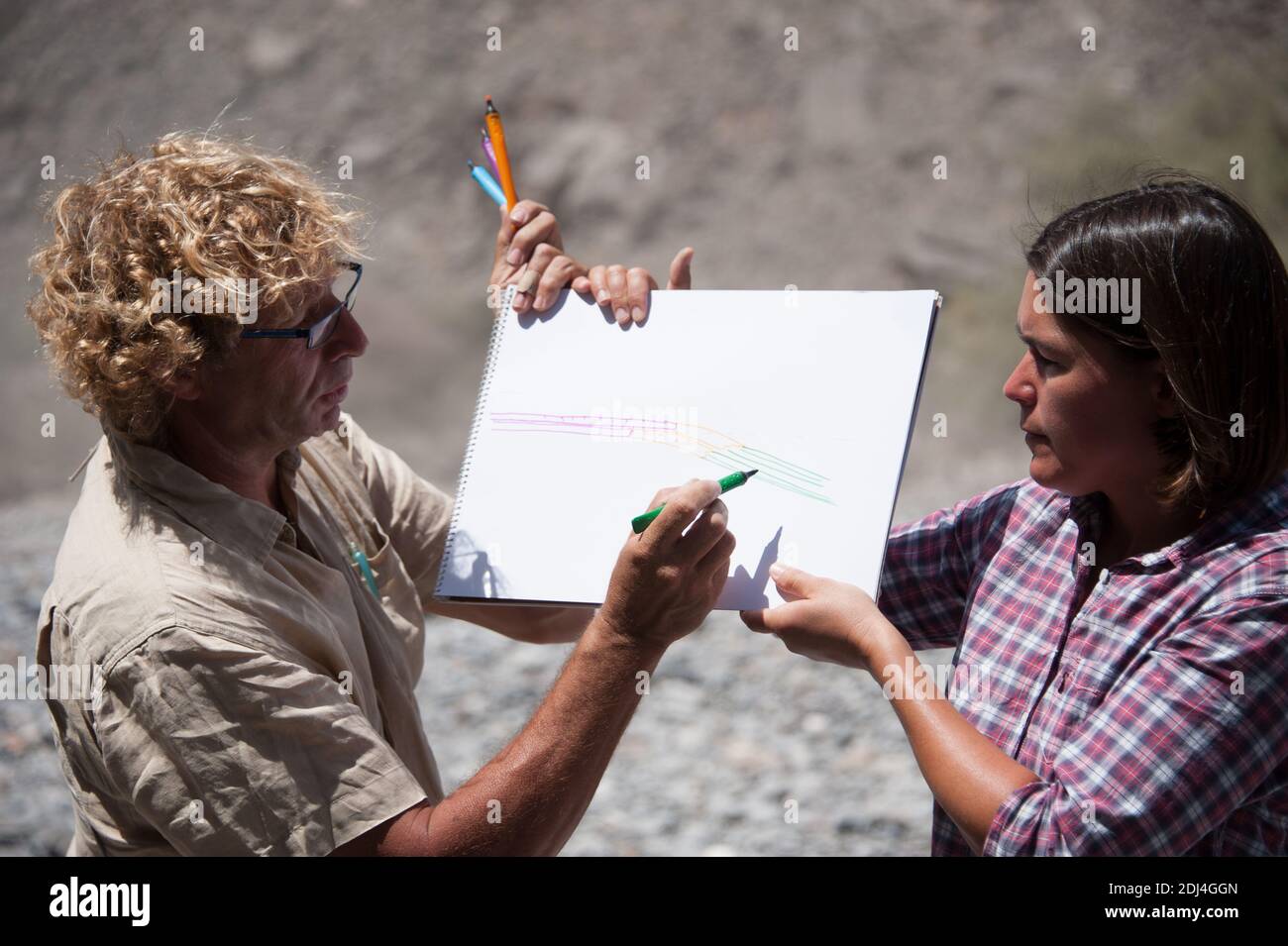 geologists training for oil exploration in oman mountains Stock Photo ...
