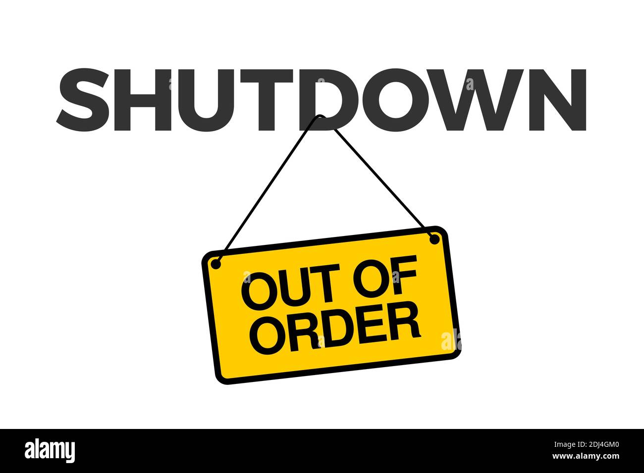 Shutdown - notification about being out of order and closed. Vector illustration Stock Photo