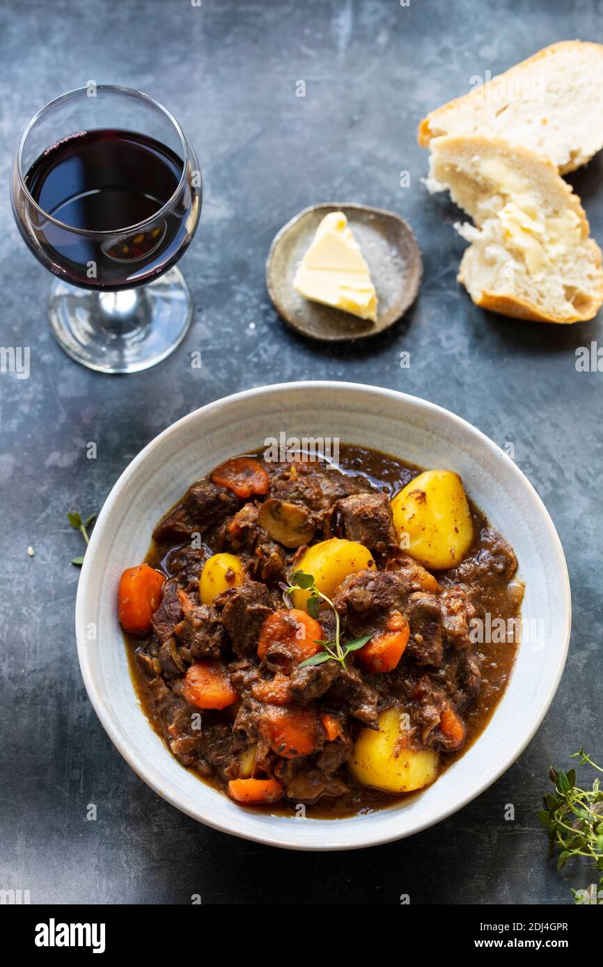 Classic dish of Beef bourguignon Stock Photo