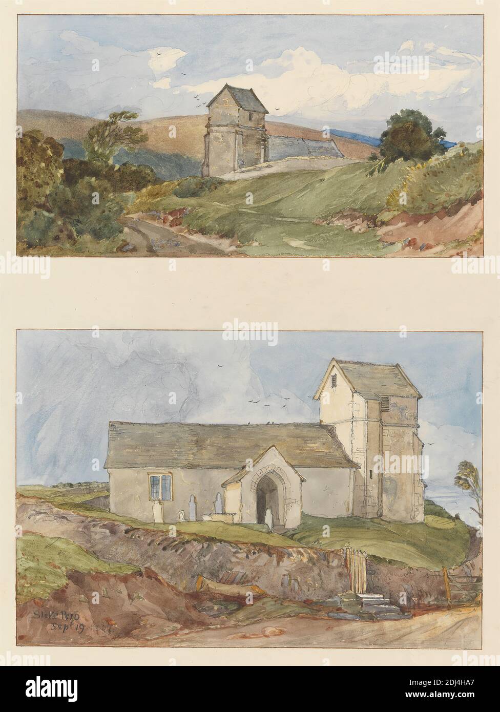 One from A Volume of Drawings and Prints, Rev. James Bulwer, 1794–1879, British, 1837, Pen and brown ink, watercolor, graphite, Sheet: 17 1/4 × 13 5/8 inches (43.8 × 34.6 cm) and Image: 11 3/8 × 8 3/8 inches (28.9 × 21.3 cm), architectural subject Stock Photo