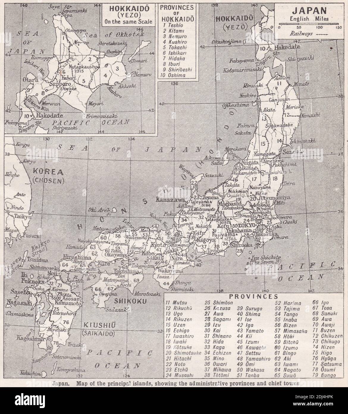 Vintage Map Of Japan Showing The Principal Islands Administrative   Vintage Map Of Japan Showing The Principal Islands Administrative Provinces And Chief Towns 1900s 2DJ4HPK 