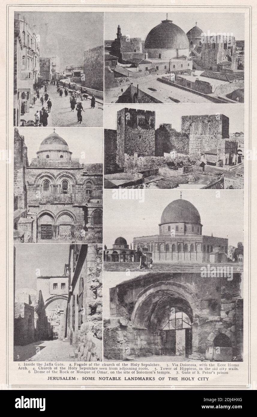 Vintage photos of Jerusalem:  Some notable landmarks of The Holy City 1900s. Stock Photo