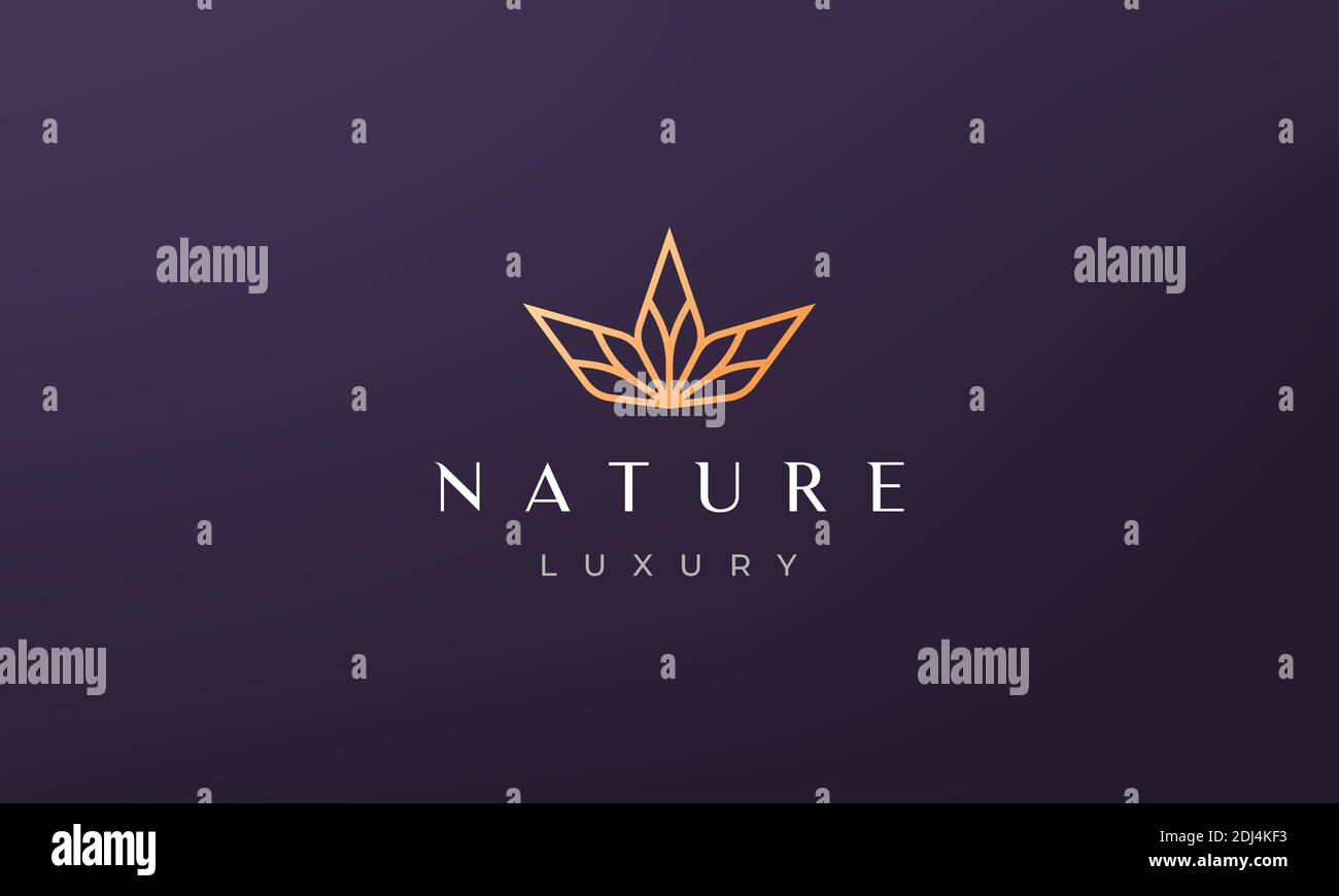 minimalist gold flower leaf logo in a luxury and modern style Stock ...