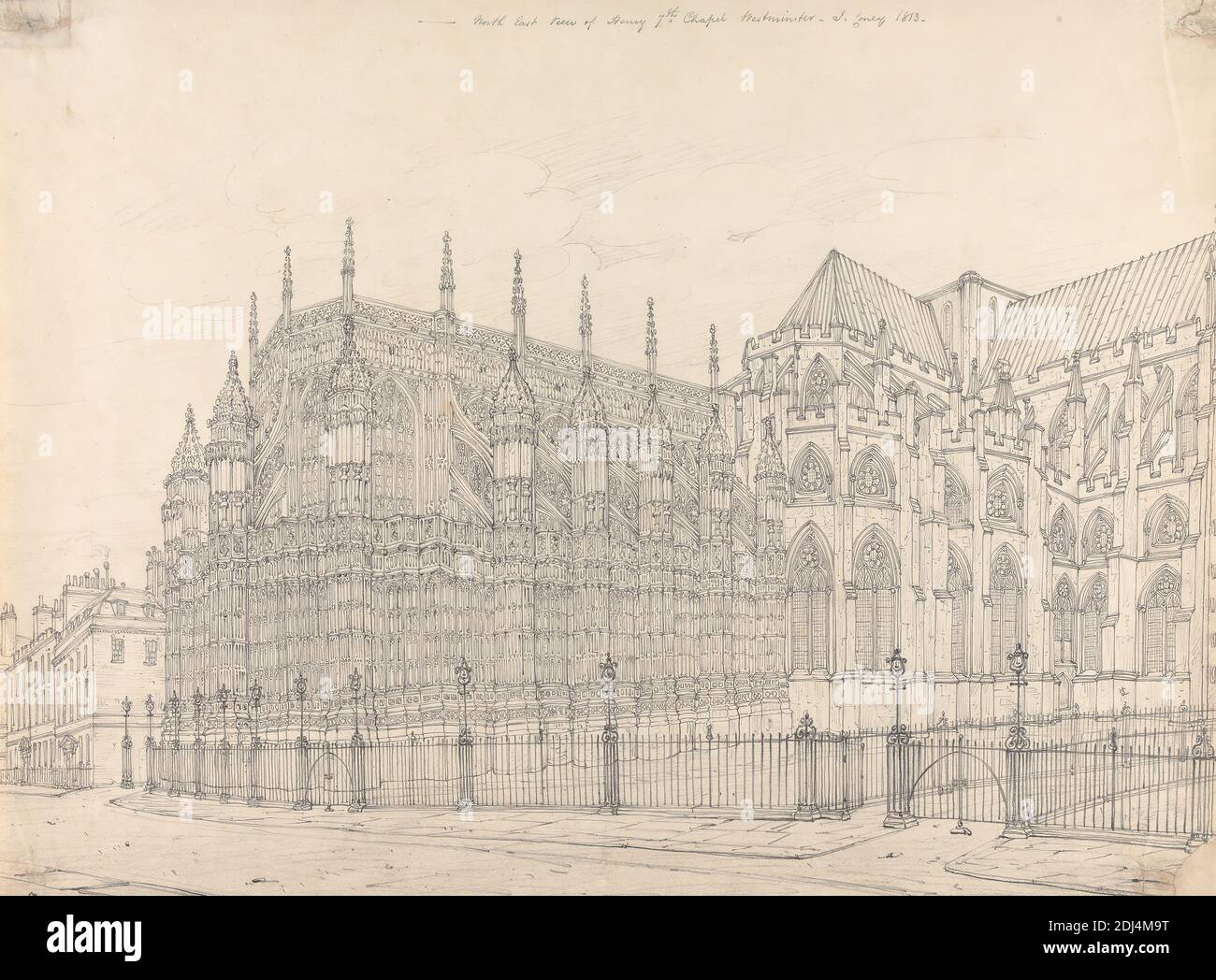 North East View of Henry VII Chapel Westminster, John Coney, 1786–1833, British, 1813, Graphite on smooth, medium, white wove paper, Sheet: 14 1/8 × 19 inches (35.9 × 48.3 cm), architectural subject, City of Westminster, England, London, Palace of Westminster, United Kingdom, Westminster Abbey Stock Photo
